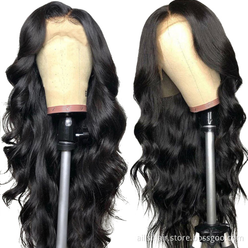 Vendor Stock 13X6 Hd Transparent Swiss Lace Wigs Human Hair Lace Front Glueless Brazilian 100% Virgin Natural Human Hair Wigs